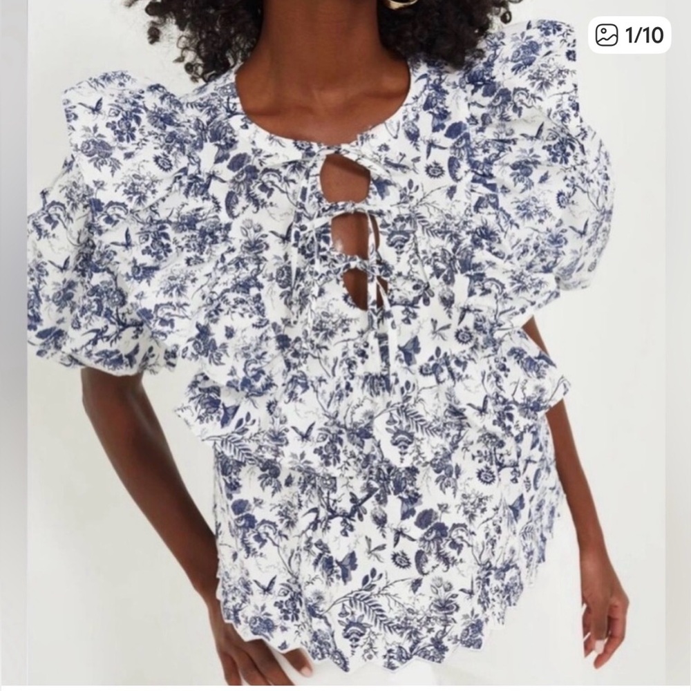 Tuckernuck Ruffle Nadia Blouse-GORGEOUS!! HYACINTH HOUSE Sz Med